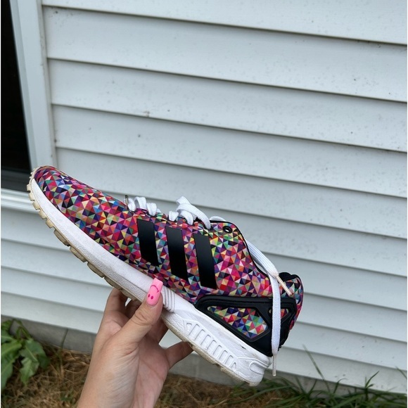 - PRE OWNED MEN’S ADIDAS ZX FLUX MULTICOLOR PRISM size 8 1/2 - Picture 13 of 16